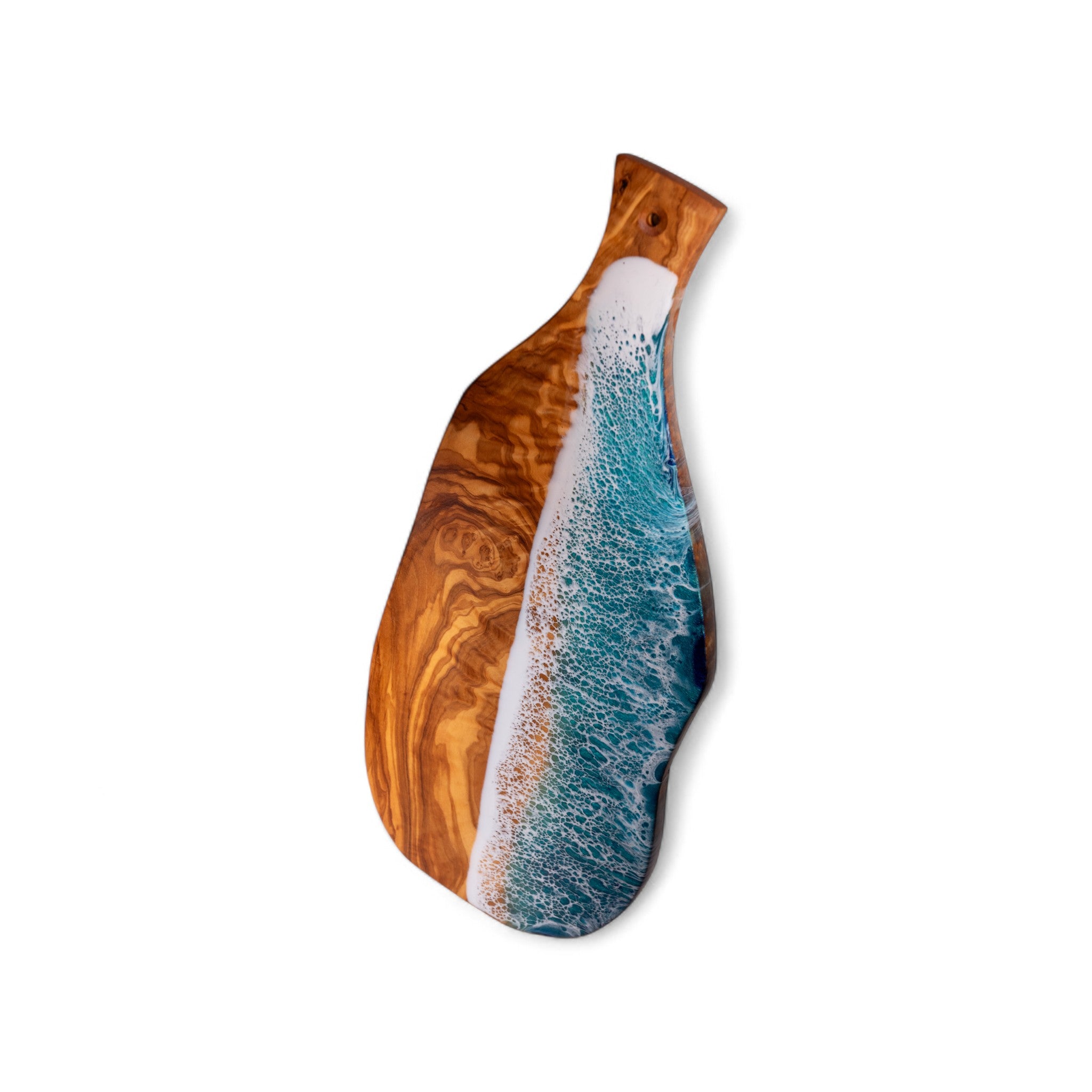 Handcrafted Ocean Wave Olive Wood Charcuterie Board - Serving Platter
