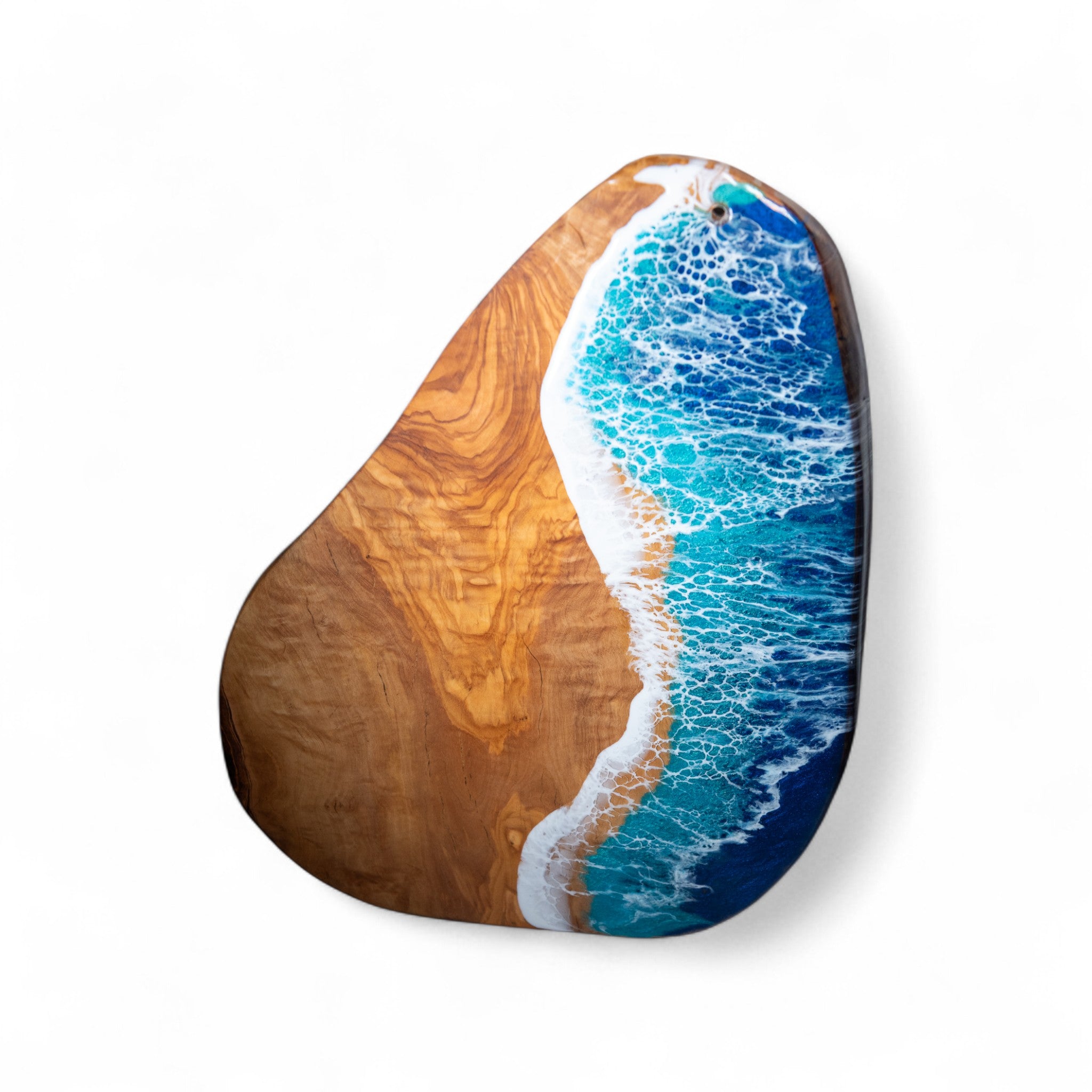 Handcrafted Ocean Wave Olive Wood Charcuterie Board - Serving Platter
