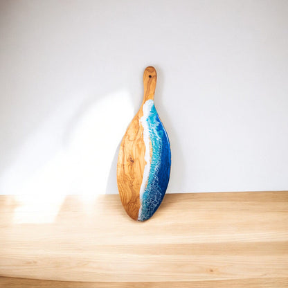 Handcrafted Ocean Wave Olive Wood Charcuterie Board - Serving Platter