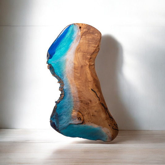Handcrafted Ocean Wave Olive Wood Charcuterie Board - Serving Platter