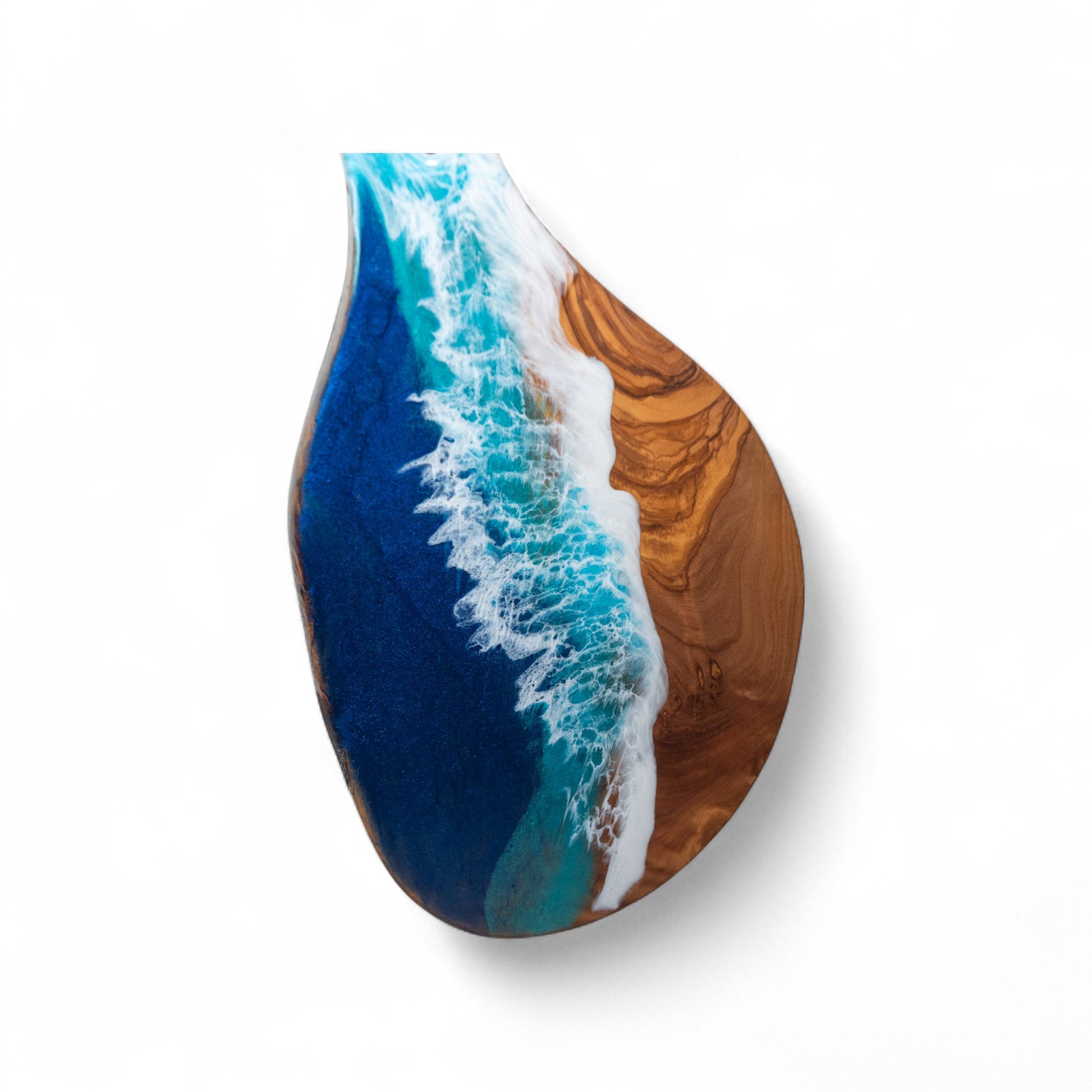 Handcrafted Ocean Wave Olive Wood Charcuterie Board - Serving Platter
