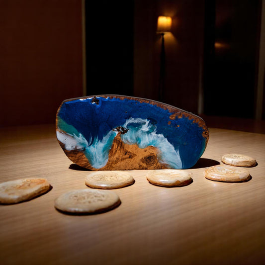 Handcrafted Ocean Wave Olive Wood Charcuterie Board - Serving Platter