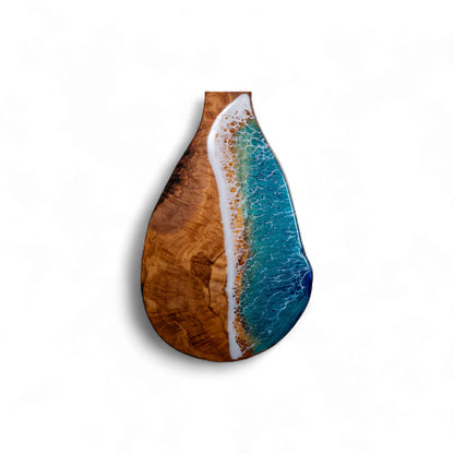Handcrafted Ocean Wave Olive Wood Charcuterie Board - Serving Platter