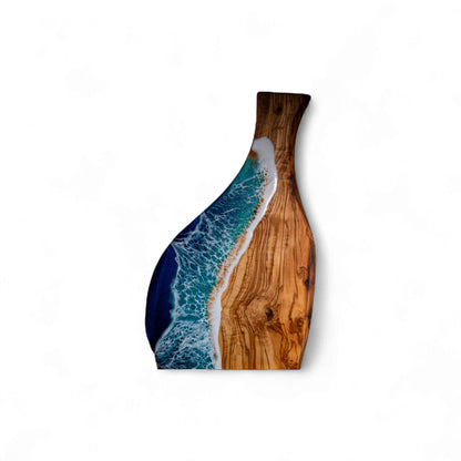 Handcrafted Ocean Wave Olive Wood Charcuterie Board - Serving Platter