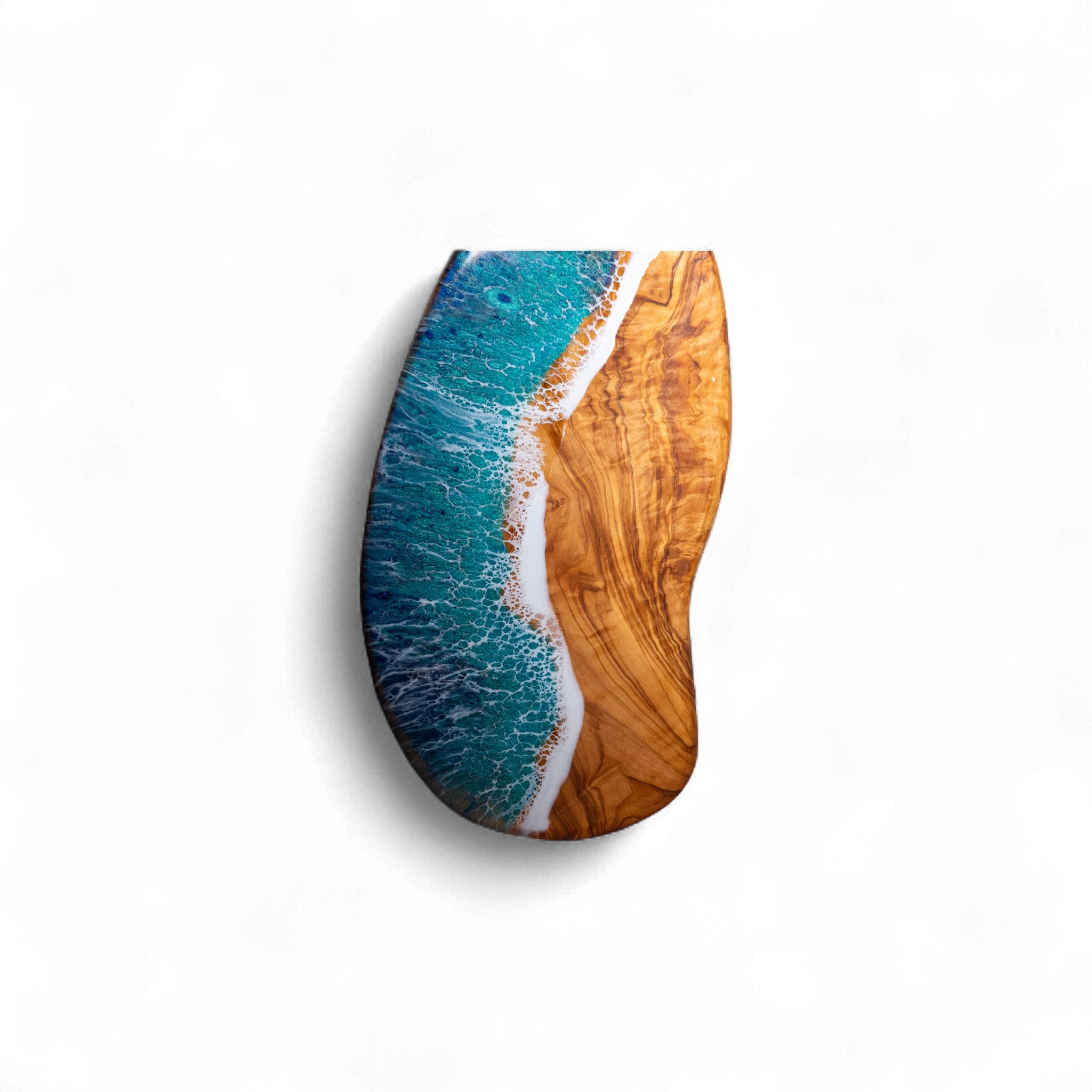 Handcrafted Ocean Wave Olive Wood Charcuterie Board - Serving Platter