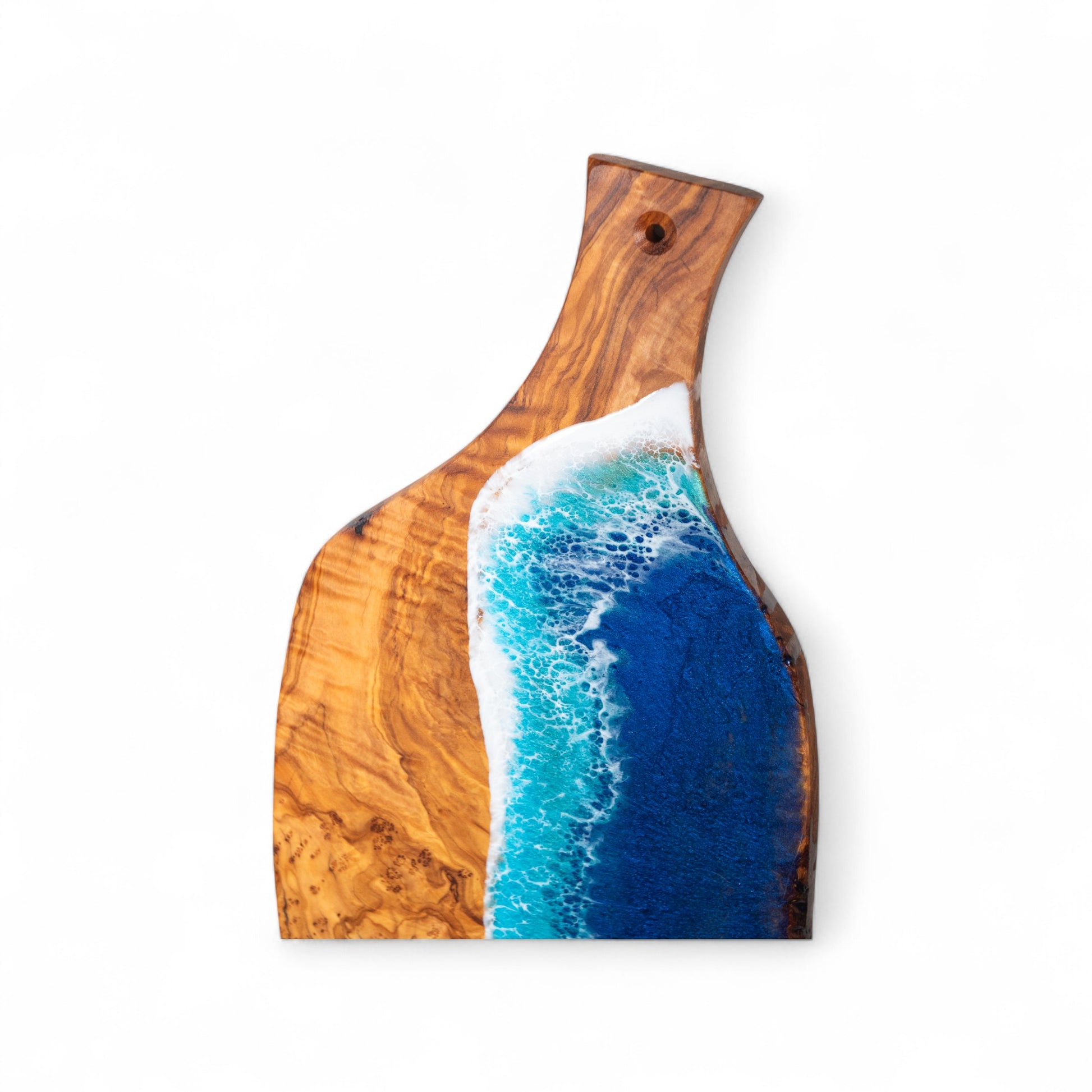 Handcrafted Ocean Wave Olive Wood Charcuterie Board - Serving Platter