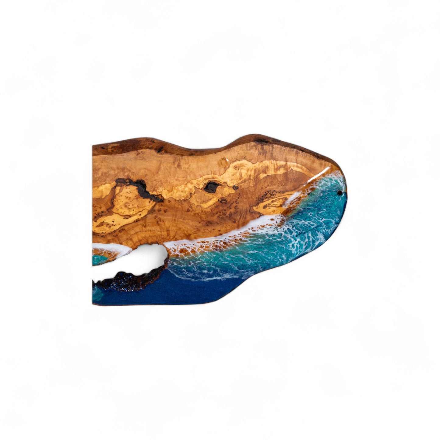 Handcrafted Ocean Wave Olive Wood Charcuterie Board - Serving Platter