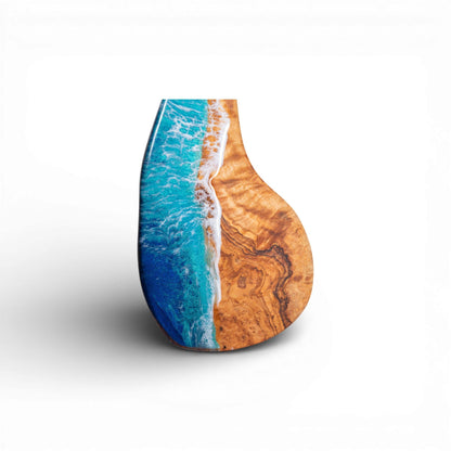 Handcrafted Ocean Wave Olive Wood Charcuterie Board - Serving Platter