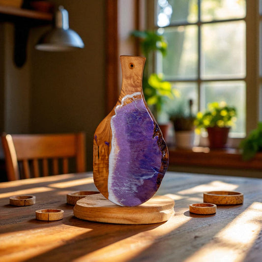 Handcrafted Ocean Wave Olive Wood Charcuterie Board - Serving Platter