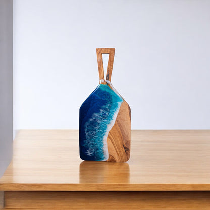 Handcrafted Ocean Wave Olive Wood Charcuterie Board - Serving Platter