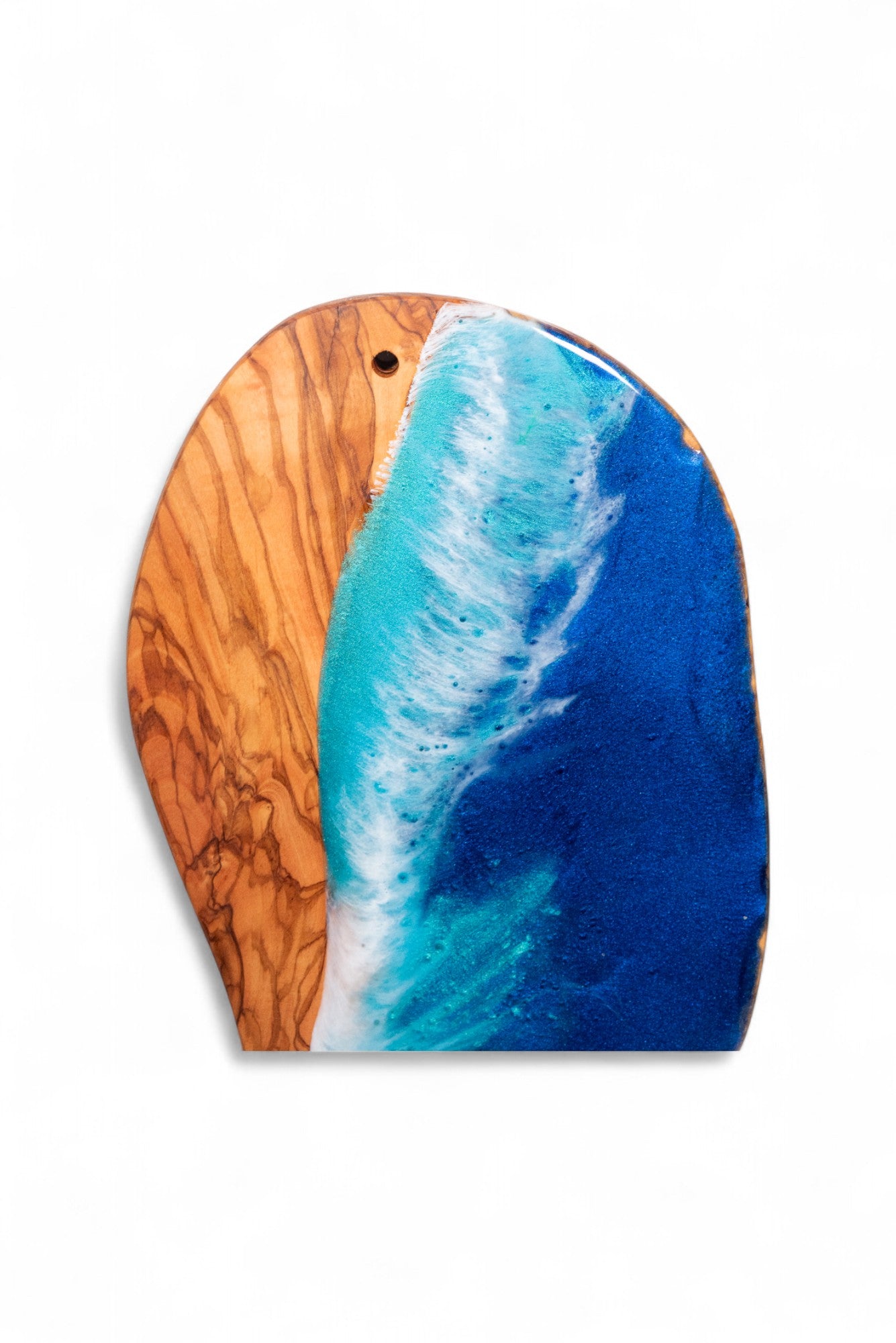 Handcrafted Ocean Wave Olive Wood Charcuterie Board - Serving Platter