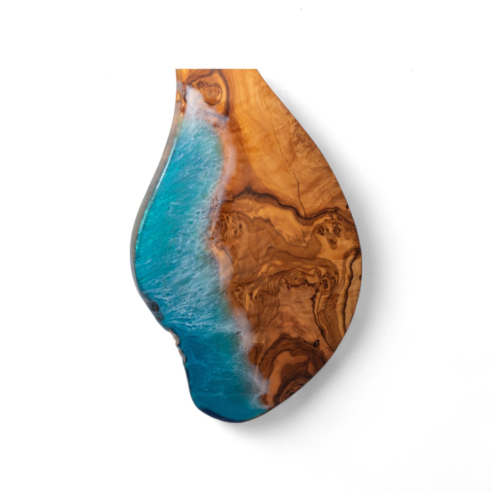 Handcrafted Ocean Wave Olive Wood Charcuterie Board - Serving Platter