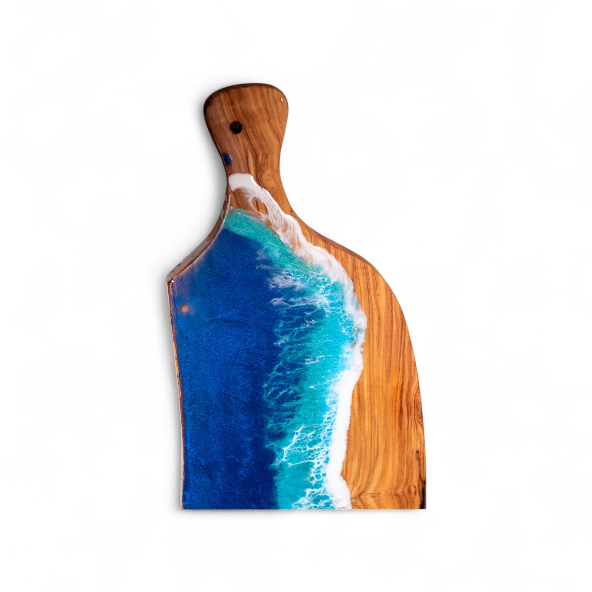 Handcrafted Ocean Wave Olive Wood Charcuterie Board - Serving Platter