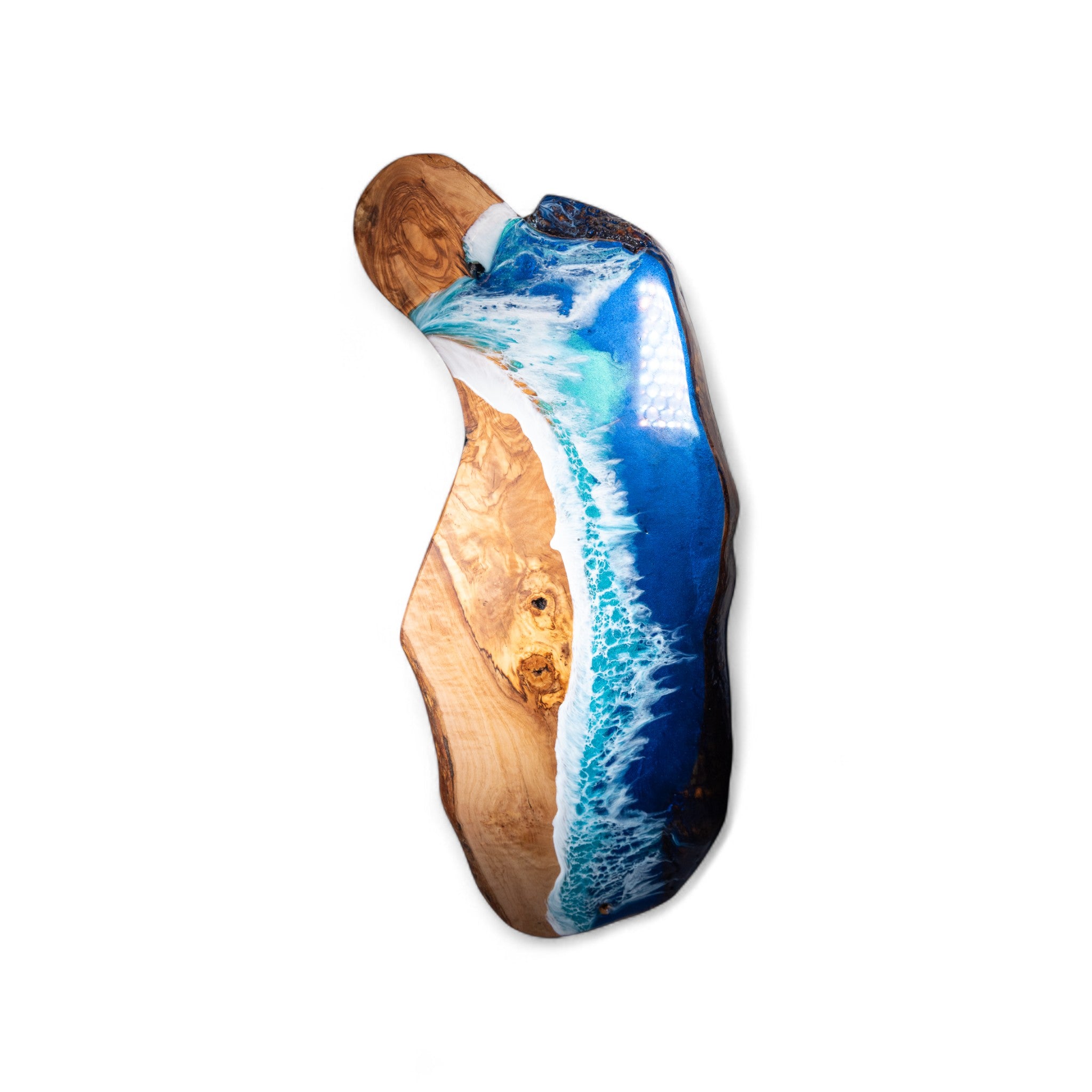 Handcrafted Ocean Wave Olive Wood Charcuterie Board - Serving Platter