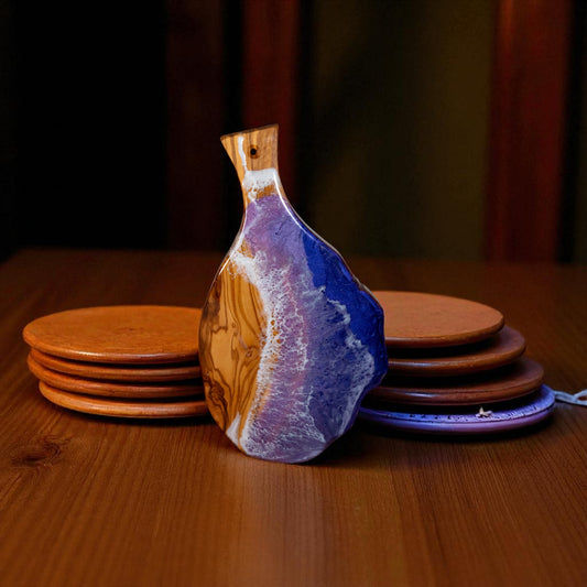 Handcrafted Ocean Wave Olive Wood Charcuterie Board - Serving Platter
