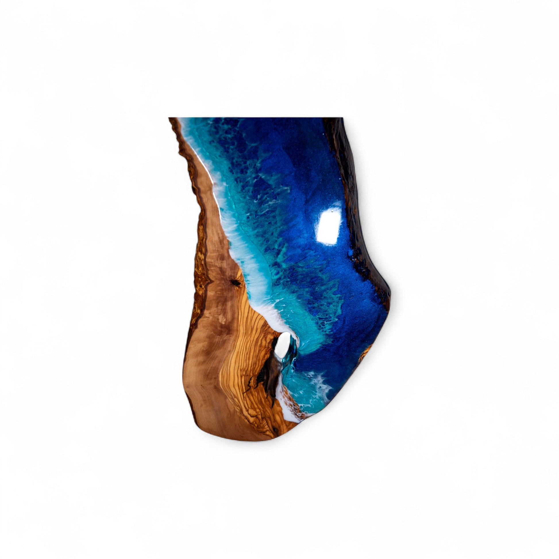 Handcrafted Ocean Wave Olive Wood Charcuterie Board - Serving Platter