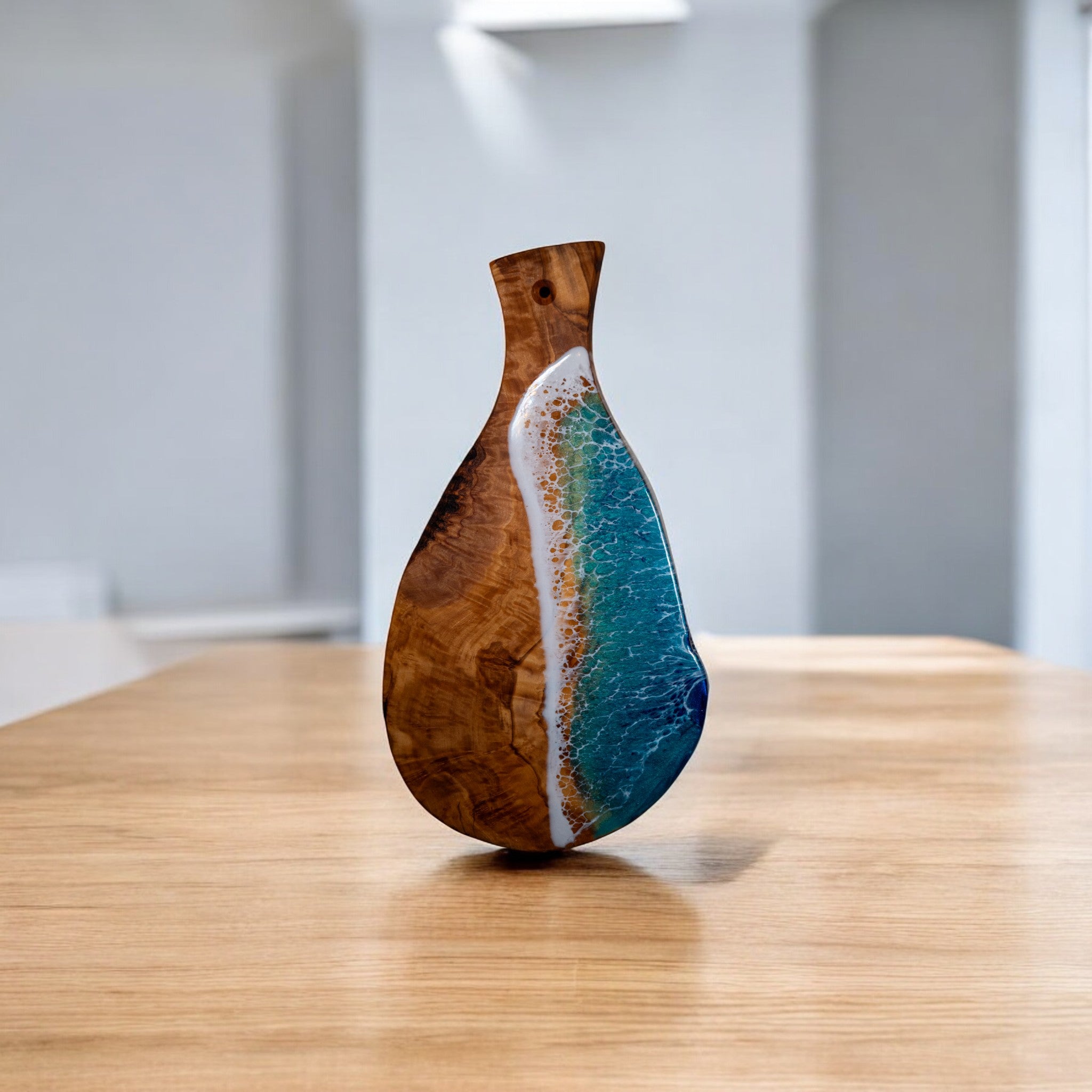 Handcrafted Ocean Wave Olive Wood Charcuterie Board - Serving Platter