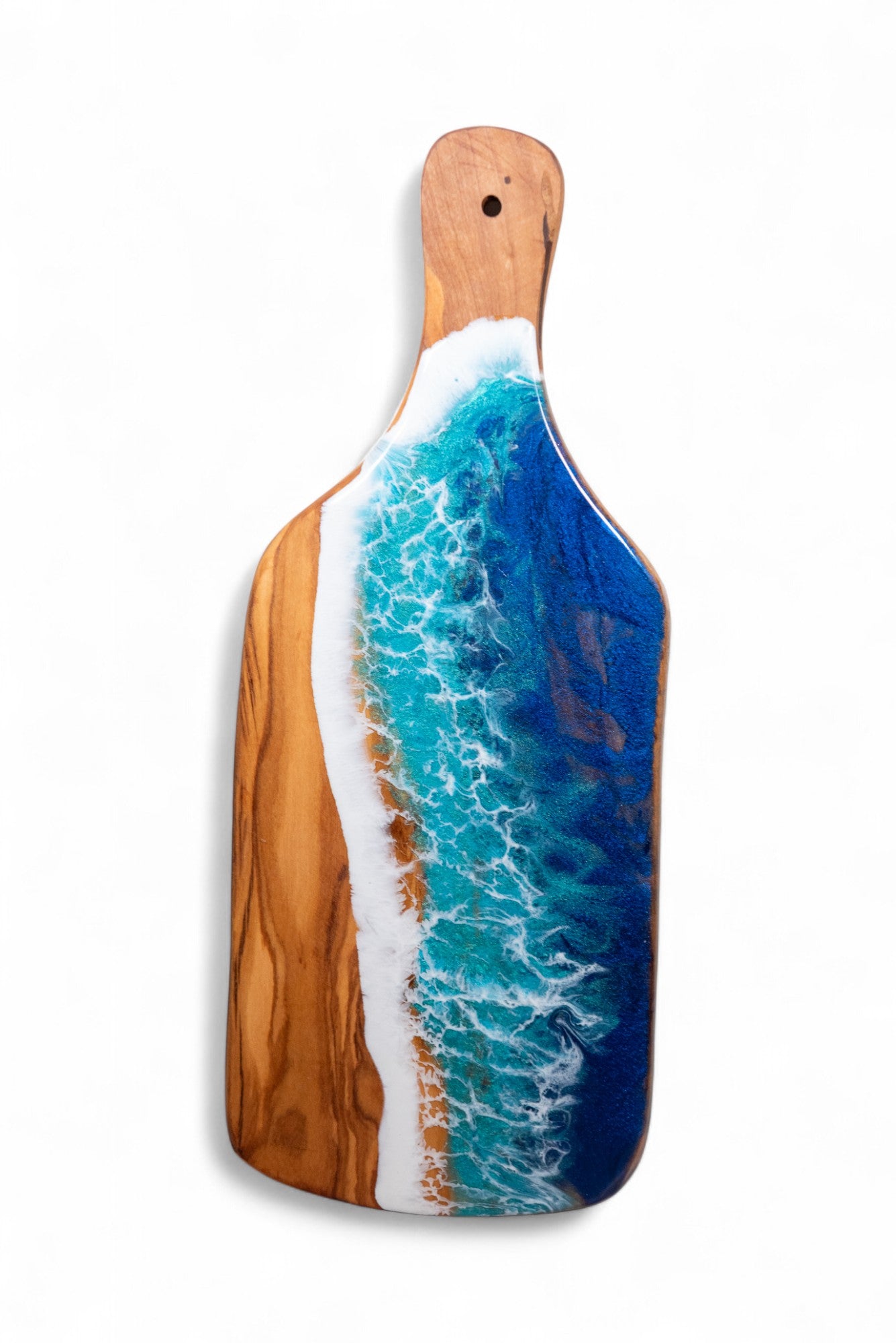 Handcrafted Ocean Wave Olive Wood Charcuterie Board - Serving Platter