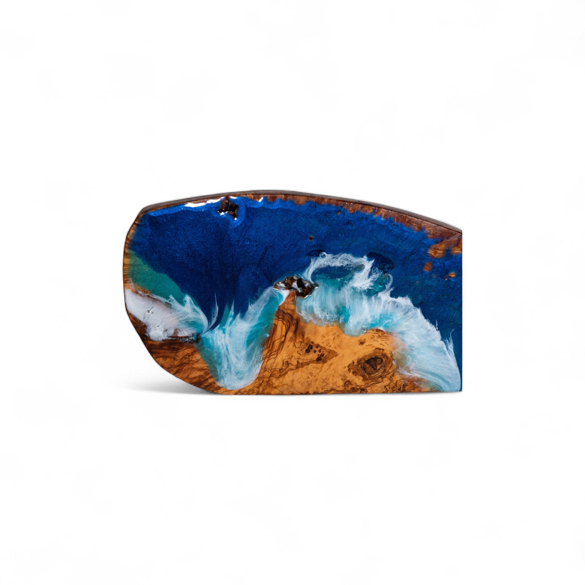 Handcrafted Ocean Wave Olive Wood Charcuterie Board - Serving Platter