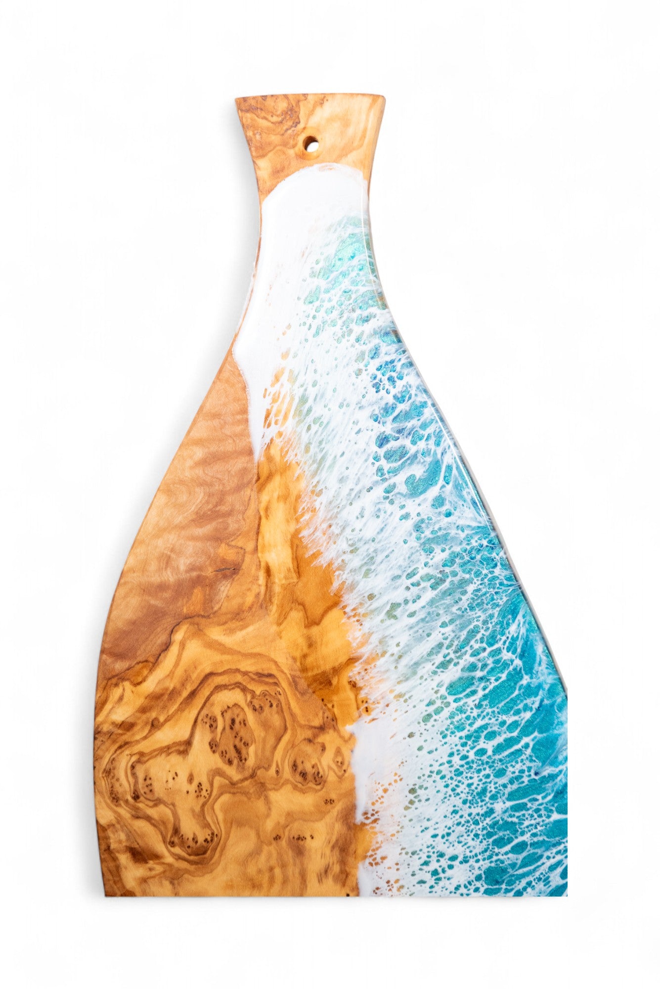 Handcrafted Ocean Wave Olive Wood Charcuterie Board - Serving Platter