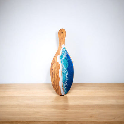 Handcrafted Ocean Wave Olive Wood Charcuterie Board - Serving Platter