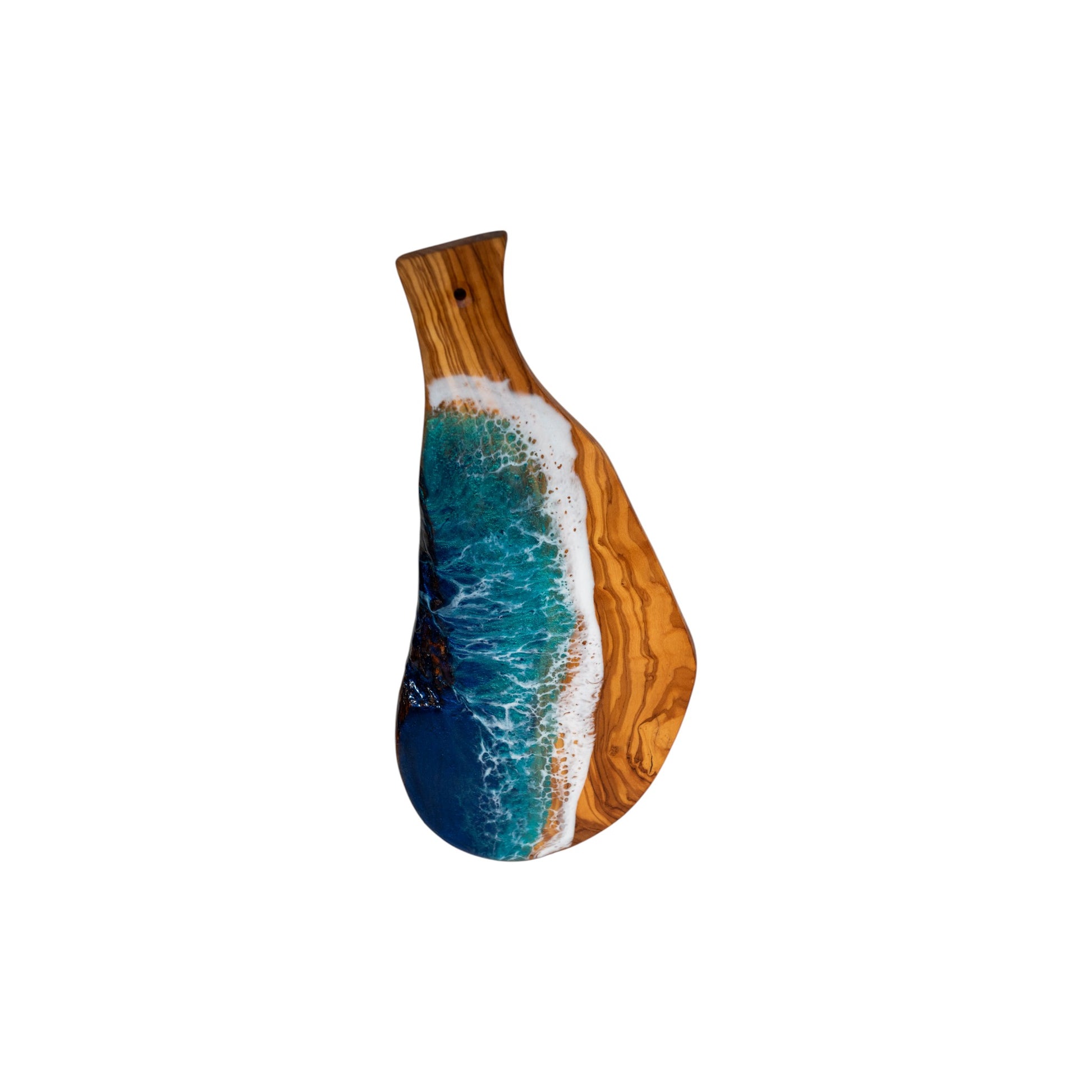 Handcrafted Ocean Wave Olive Wood Charcuterie Board - Serving Platter