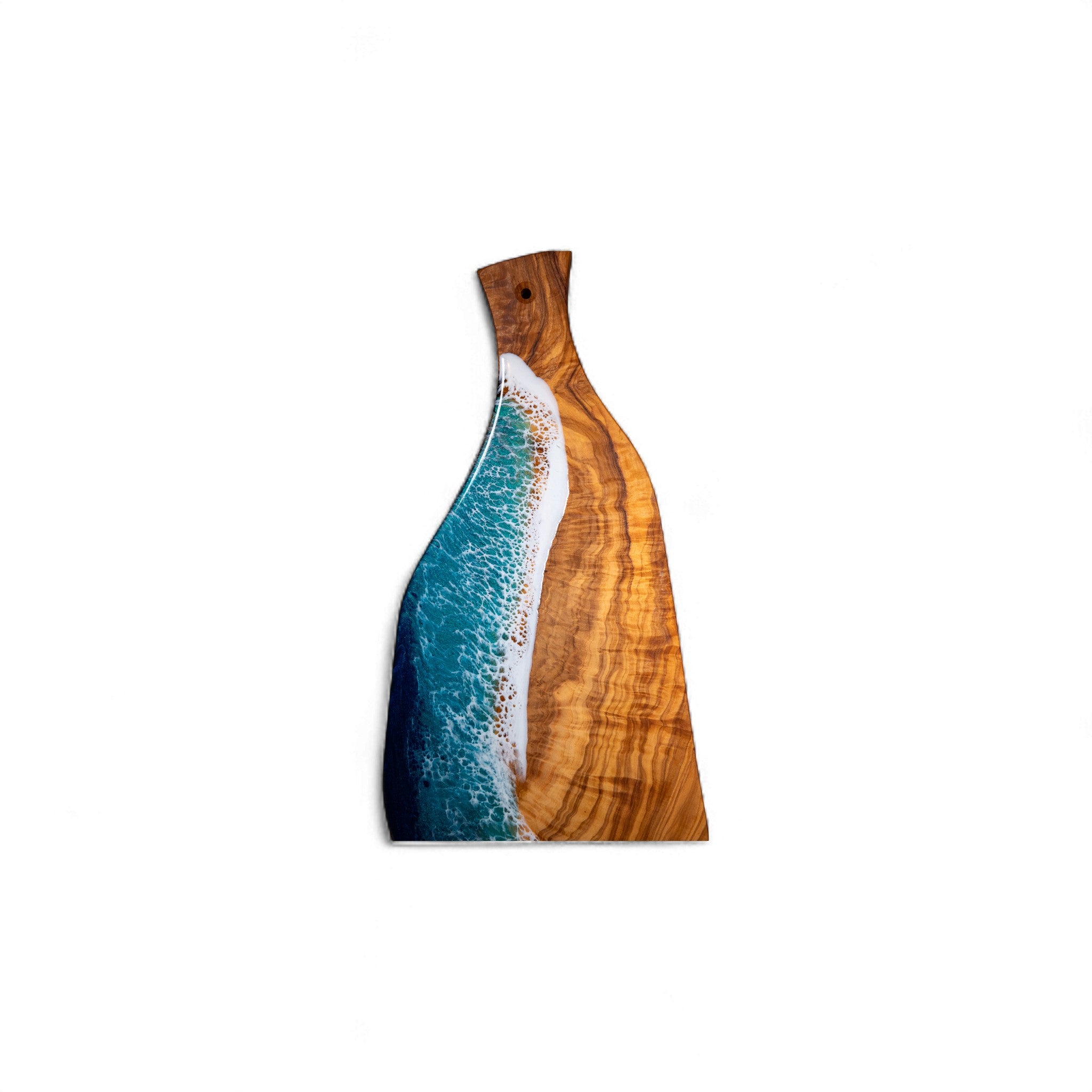 Handcrafted Ocean Wave Olive Wood Charcuterie Board - Serving Platter