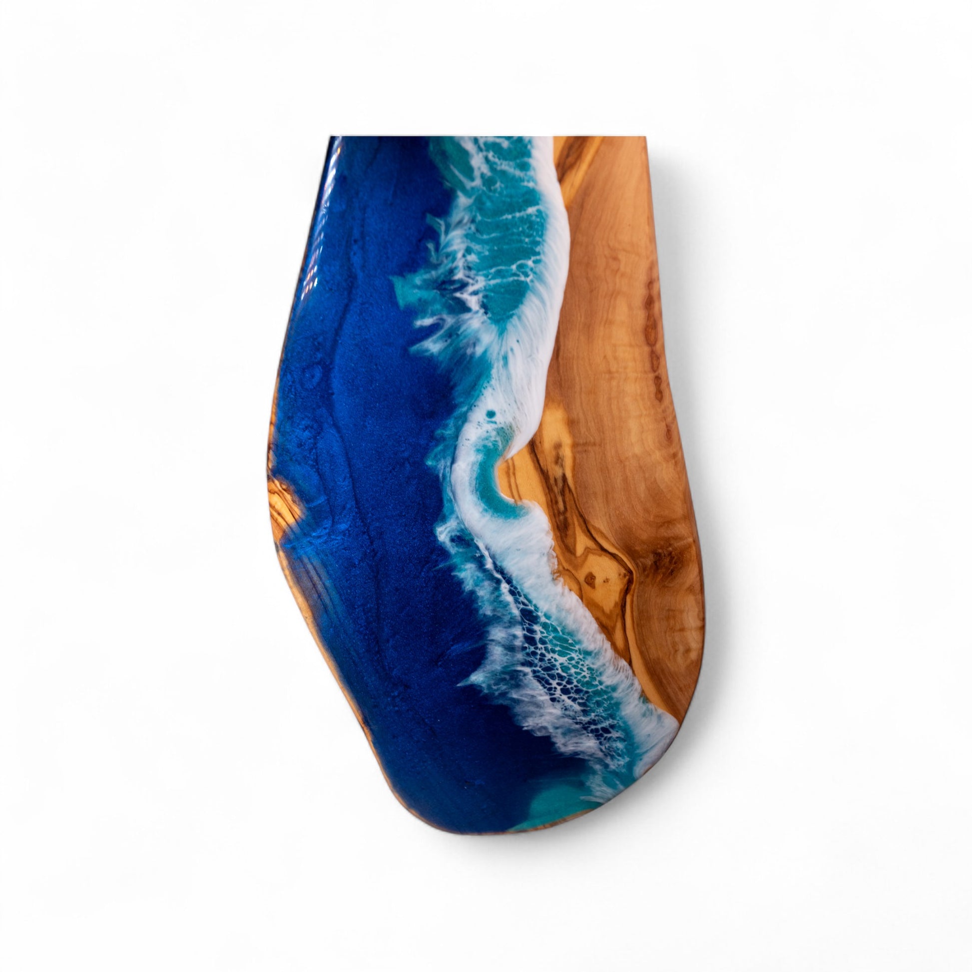 Handcrafted Ocean Wave Olive Wood Charcuterie Board - Serving Platter