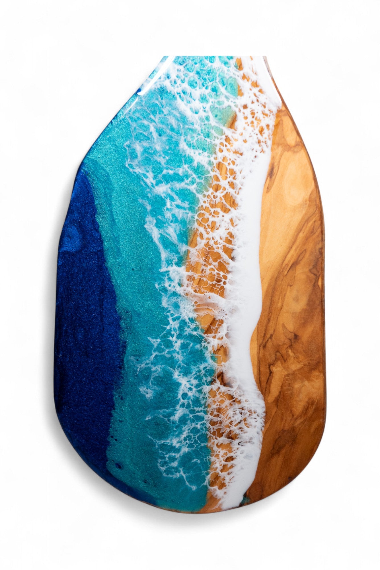 Handcrafted Ocean Wave Olive Wood Charcuterie Board - Serving Platter
