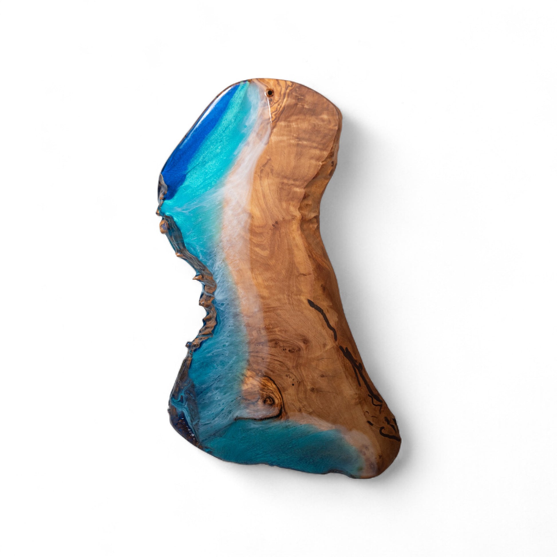 Handcrafted Ocean Wave Olive Wood Charcuterie Board - Serving Platter