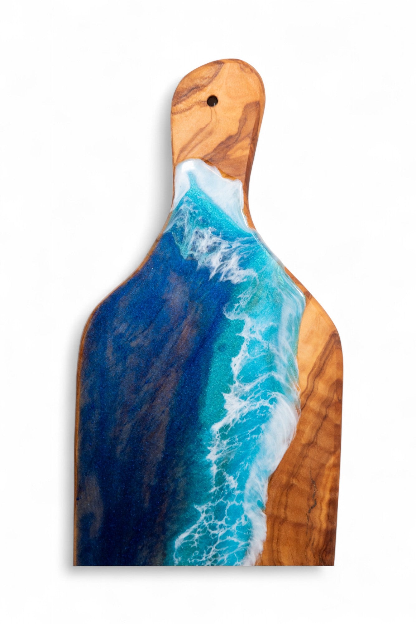 Handcrafted Ocean Wave Olive Wood Charcuterie Board - Serving Platter
