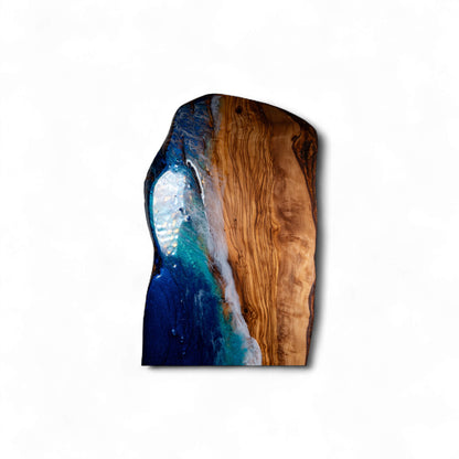 Handcrafted Ocean Wave Olive Wood Charcuterie Board - Serving Platter