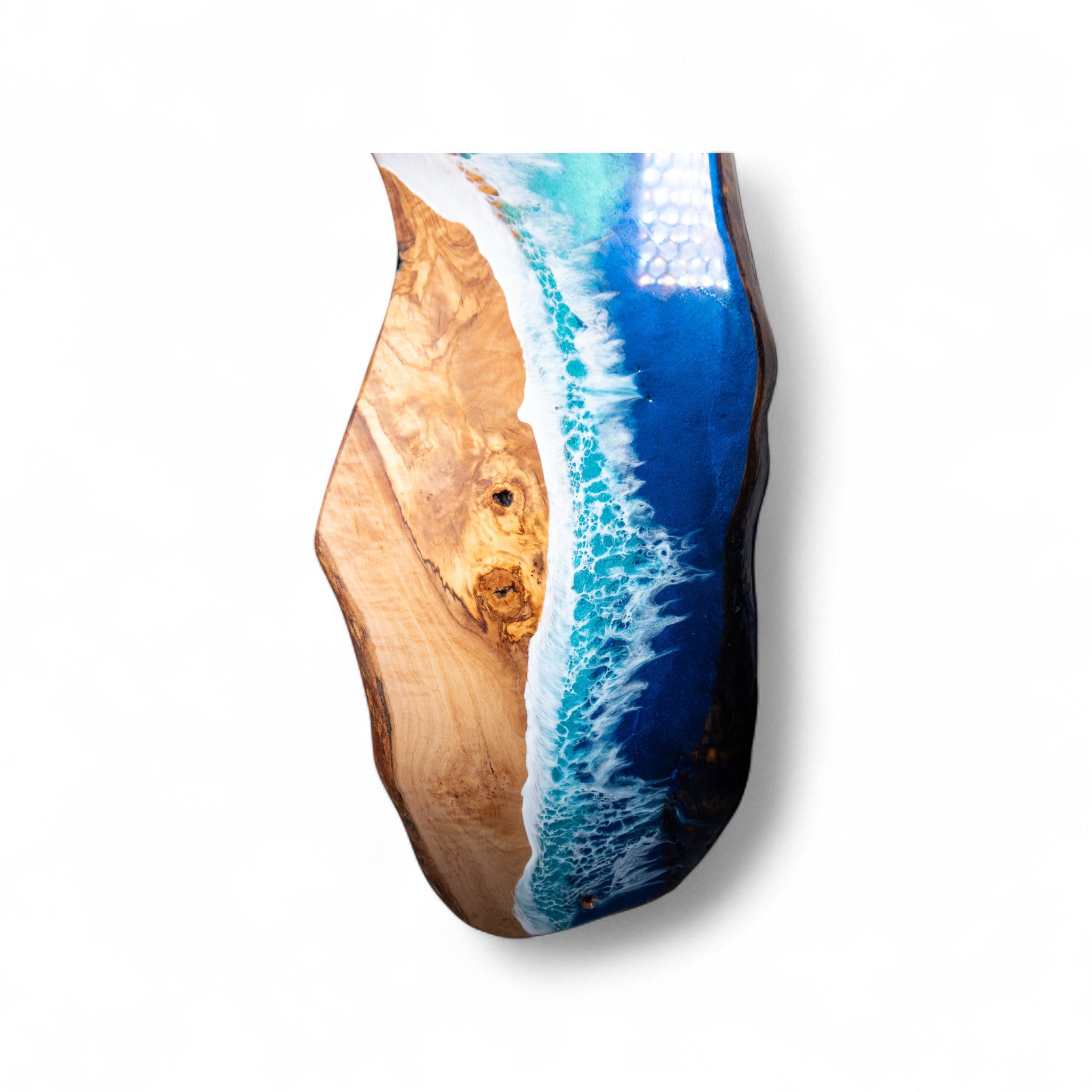 Handcrafted Ocean Wave Olive Wood Charcuterie Board - Serving Platter