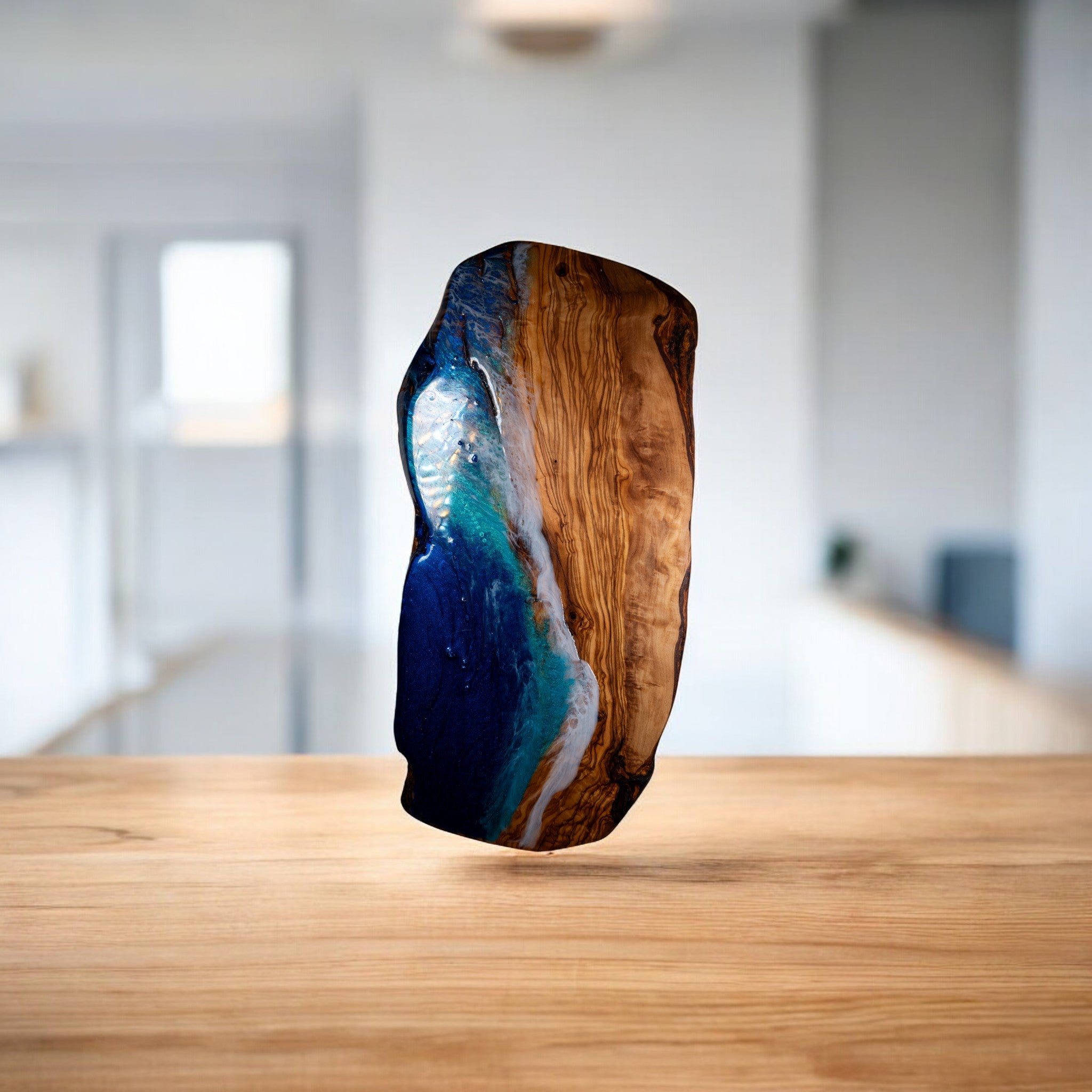 Handcrafted Ocean Wave Olive Wood Charcuterie Board - Serving Platter