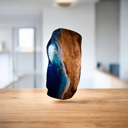 Handcrafted Ocean Wave Olive Wood Charcuterie Board - Serving Platter