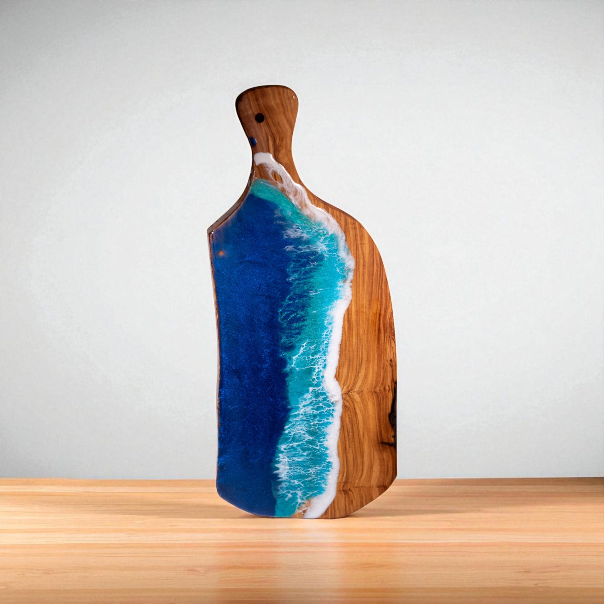 Handcrafted Ocean Wave Olive Wood Charcuterie Board - Serving Platter
