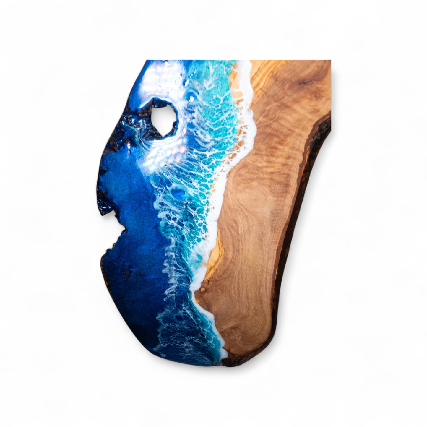 Handcrafted Ocean Wave Olive Wood Charcuterie Board - Serving Platter