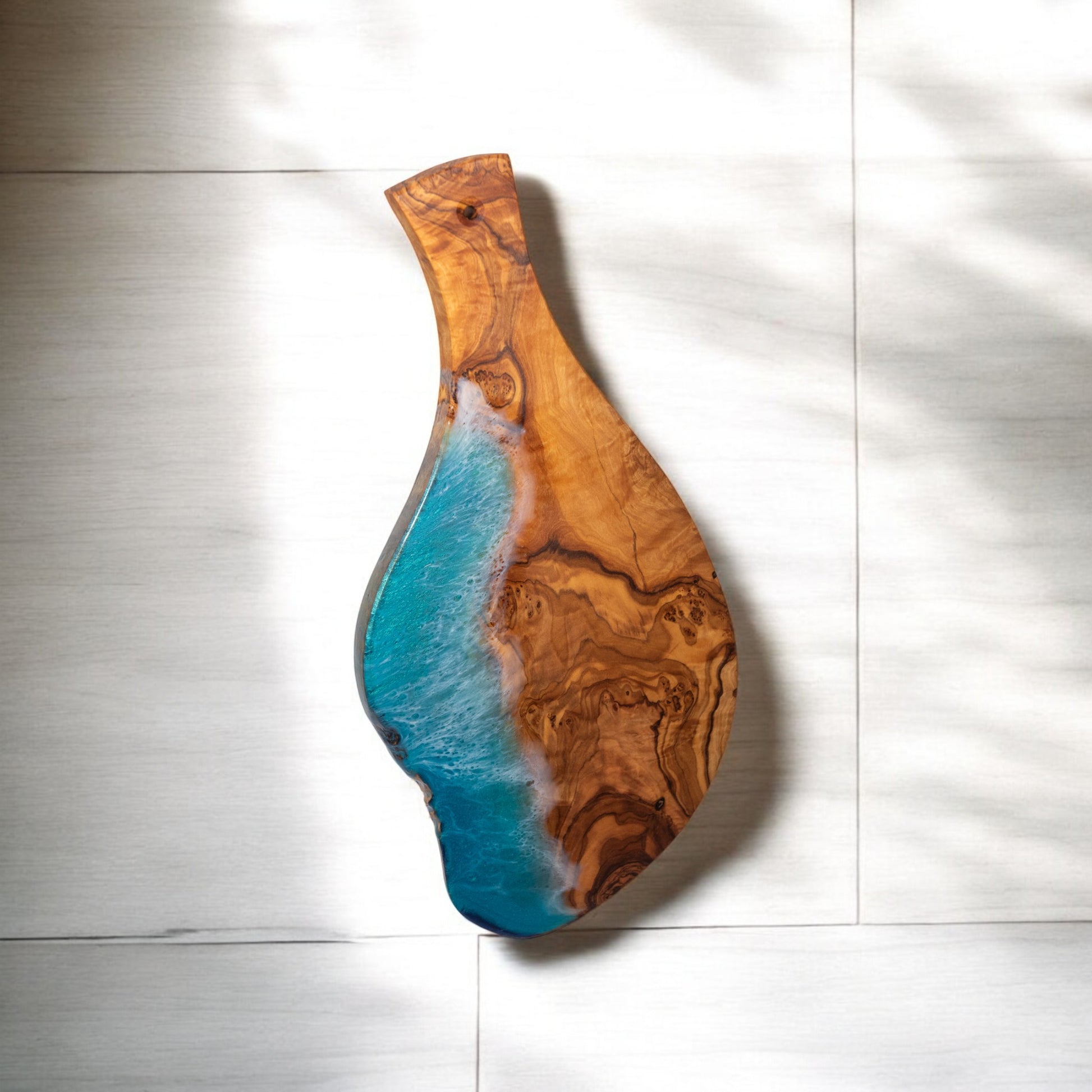 Handcrafted Ocean Wave Olive Wood Charcuterie Board - Serving Platter