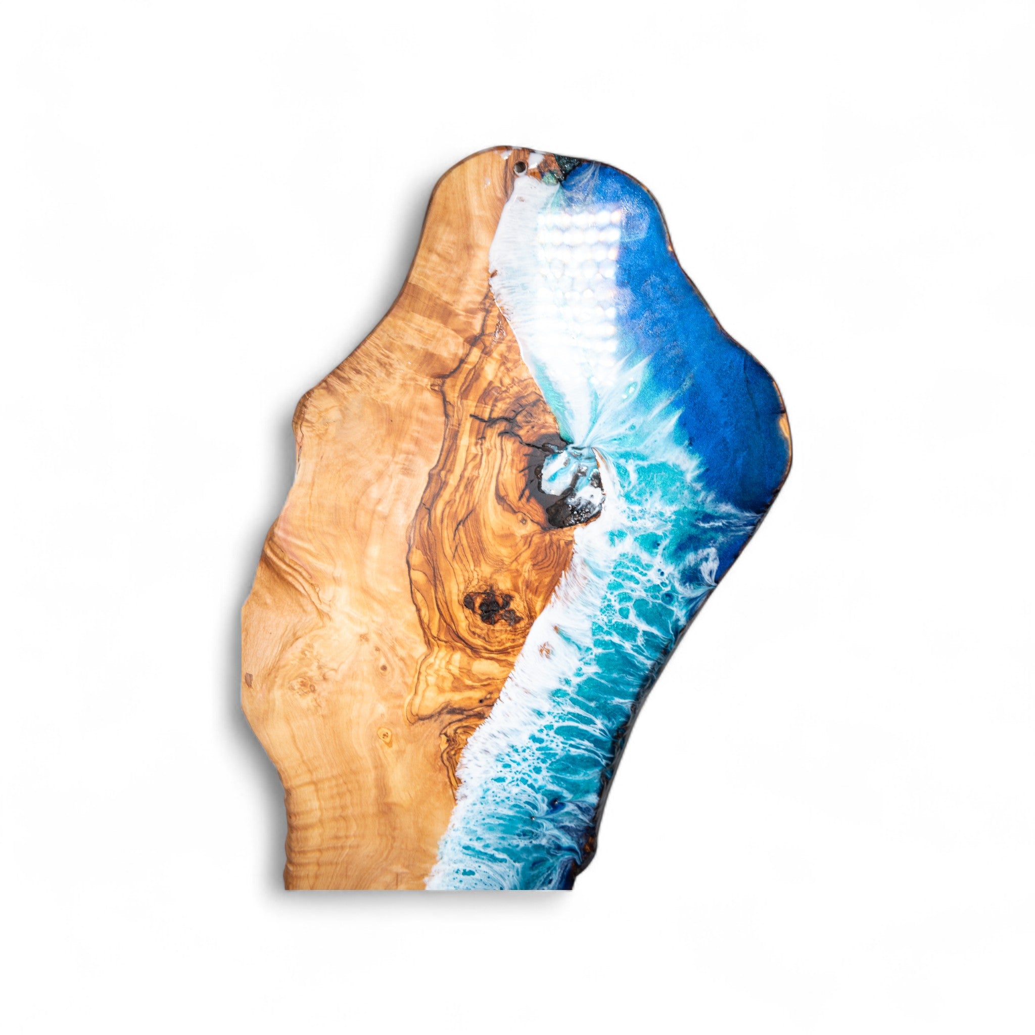 Handcrafted Ocean Wave Olive Wood Charcuterie Board - Serving Platter