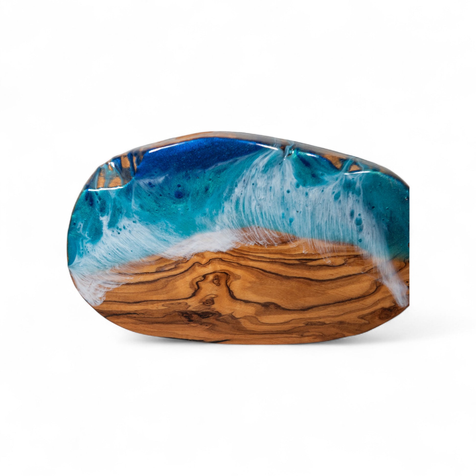 Handcrafted Ocean Wave Olive Wood Charcuterie Board - Serving Platter