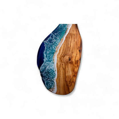 Handcrafted Ocean Wave Olive Wood Charcuterie Board - Serving Platter
