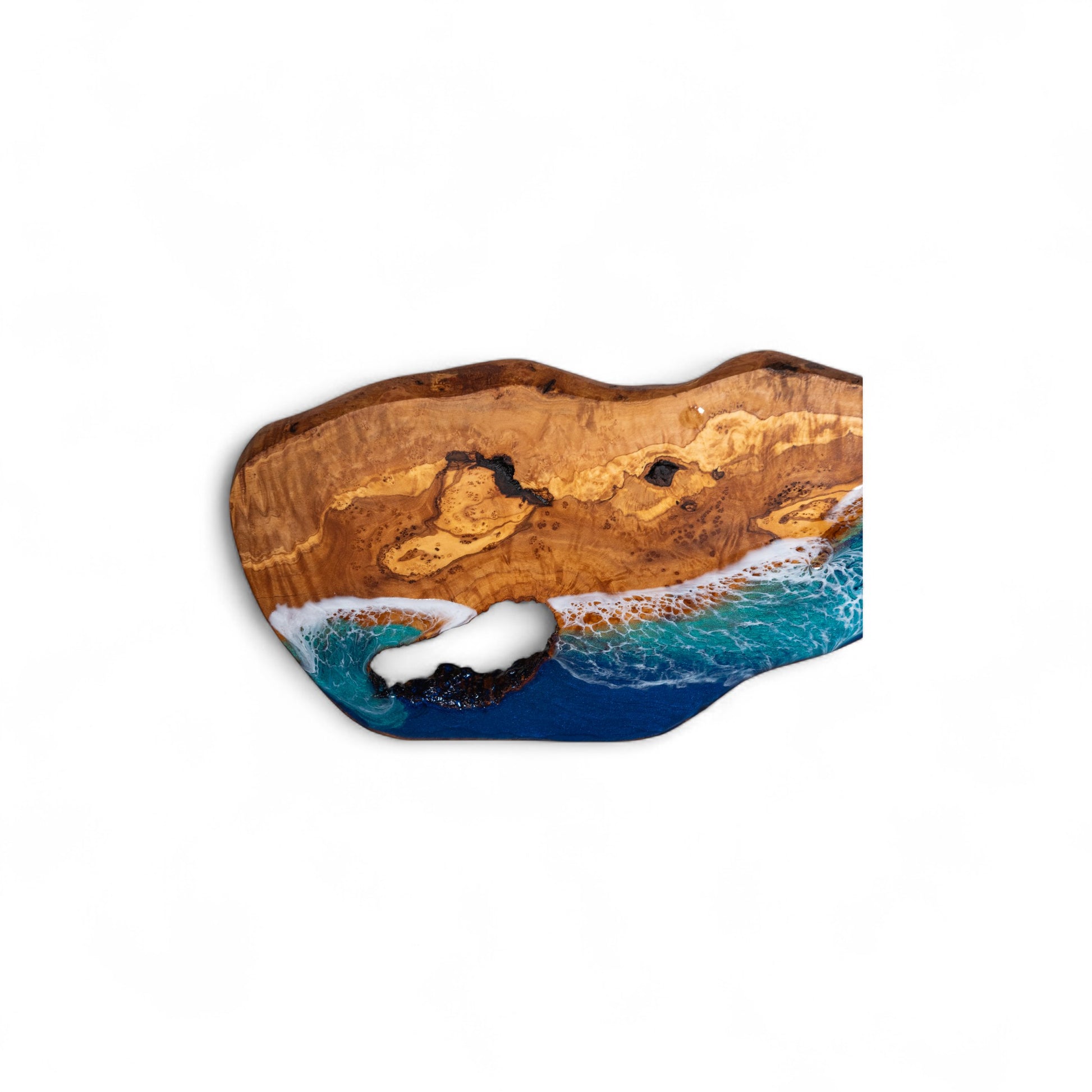 Handcrafted Ocean Wave Olive Wood Charcuterie Board - Serving Platter