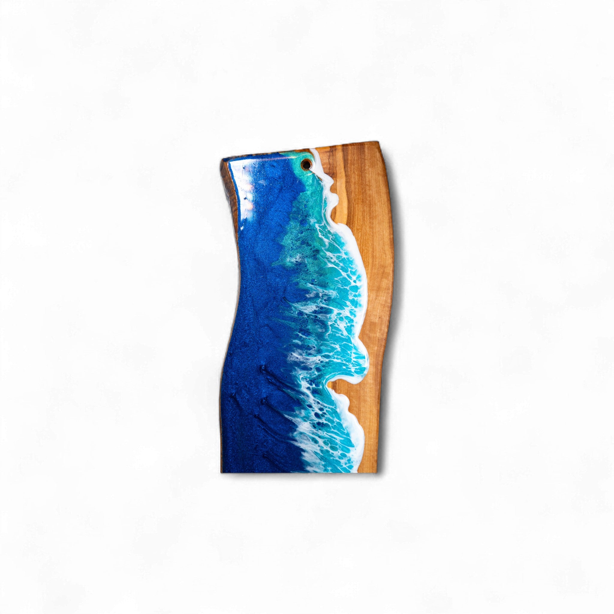 Handcrafted Ocean Wave Olive Wood Charcuterie Board - Serving Platter