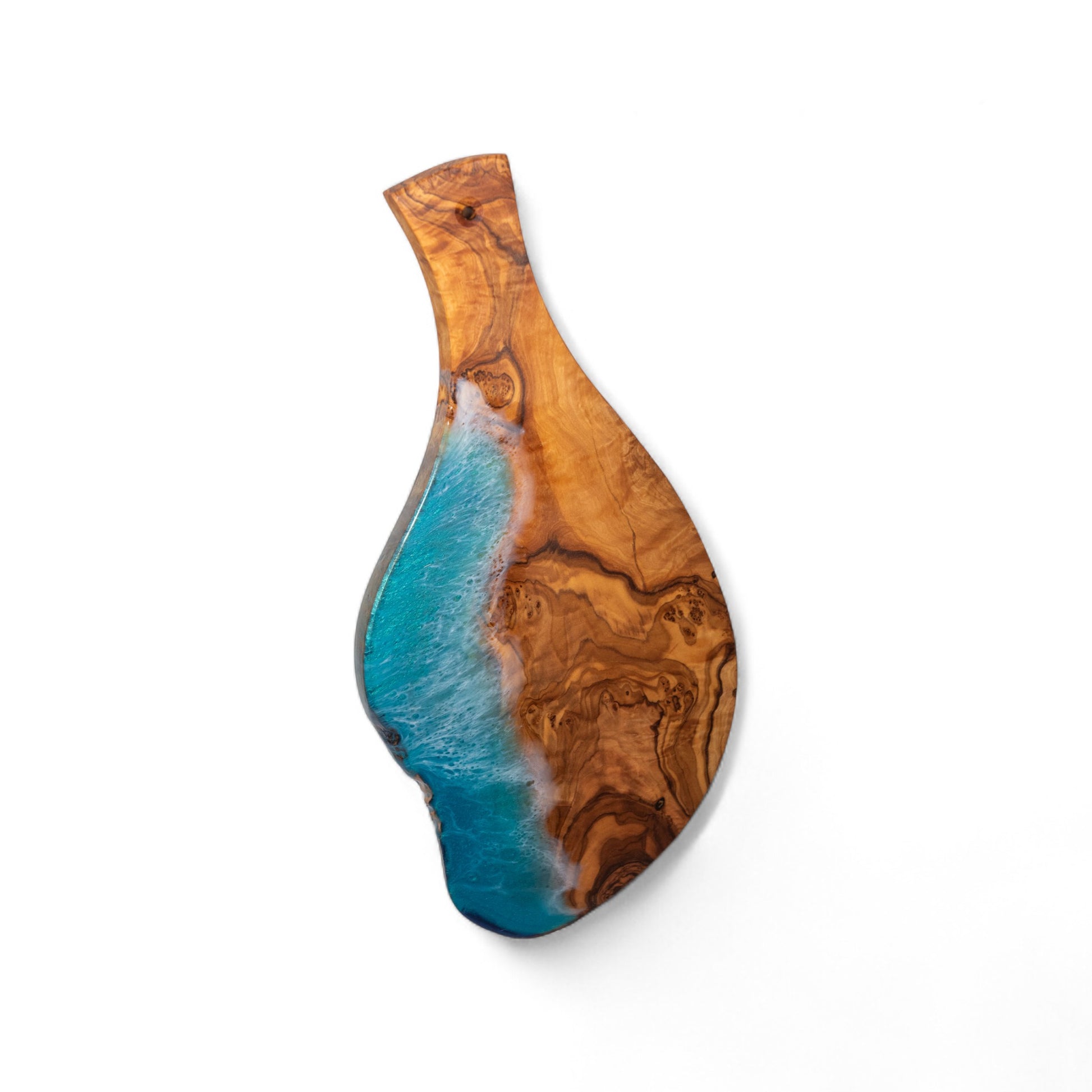 Handcrafted Ocean Wave Olive Wood Charcuterie Board - Serving Platter