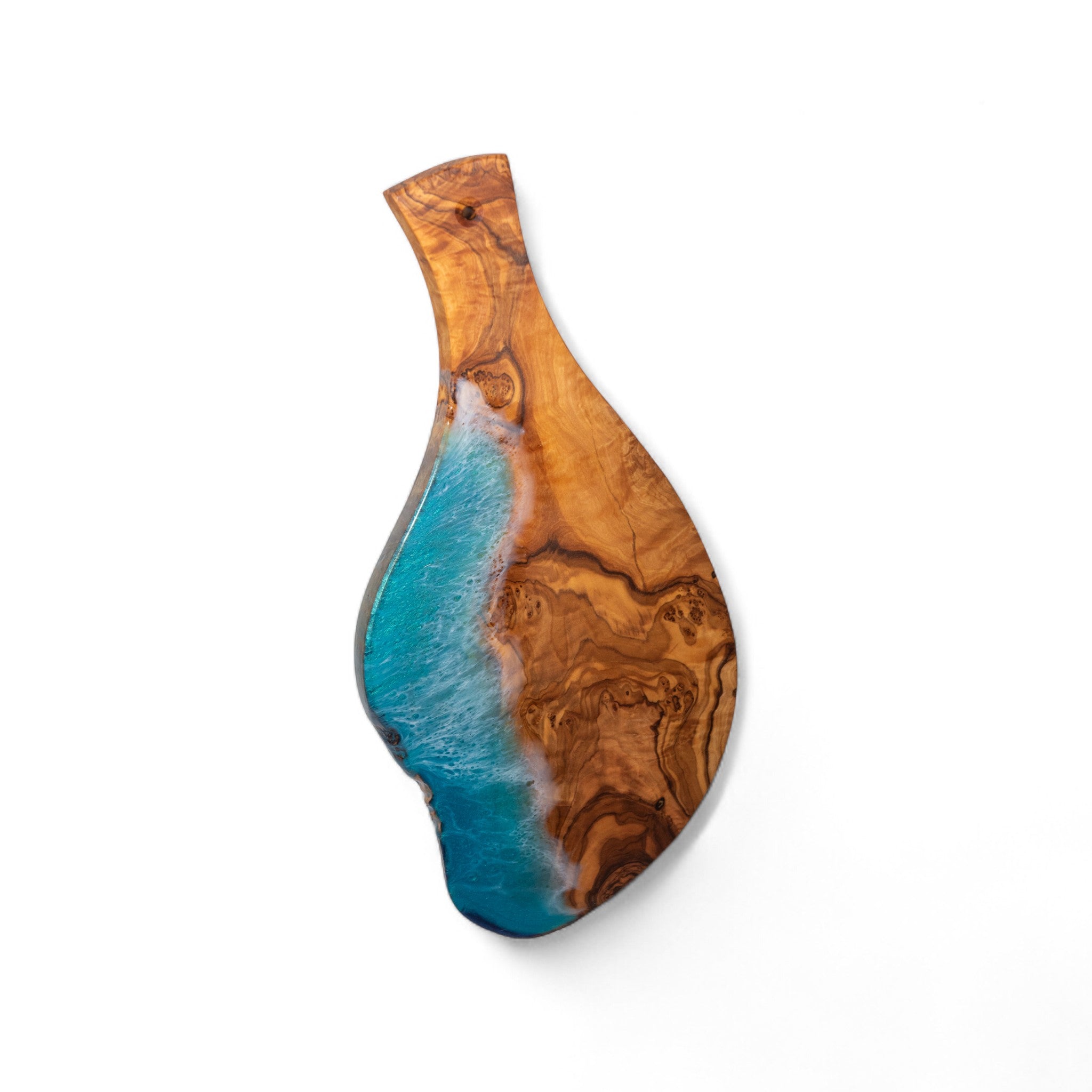 Handcrafted Ocean Wave Olive Wood Charcuterie Board - Serving Platter