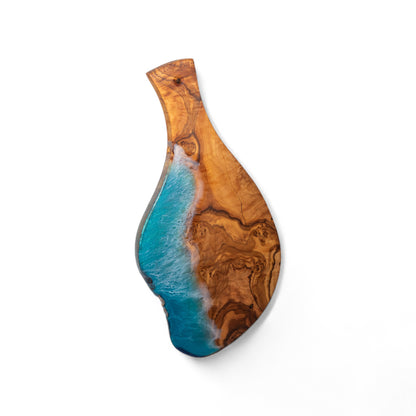 Handcrafted Ocean Wave Olive Wood Charcuterie Board - Serving Platter