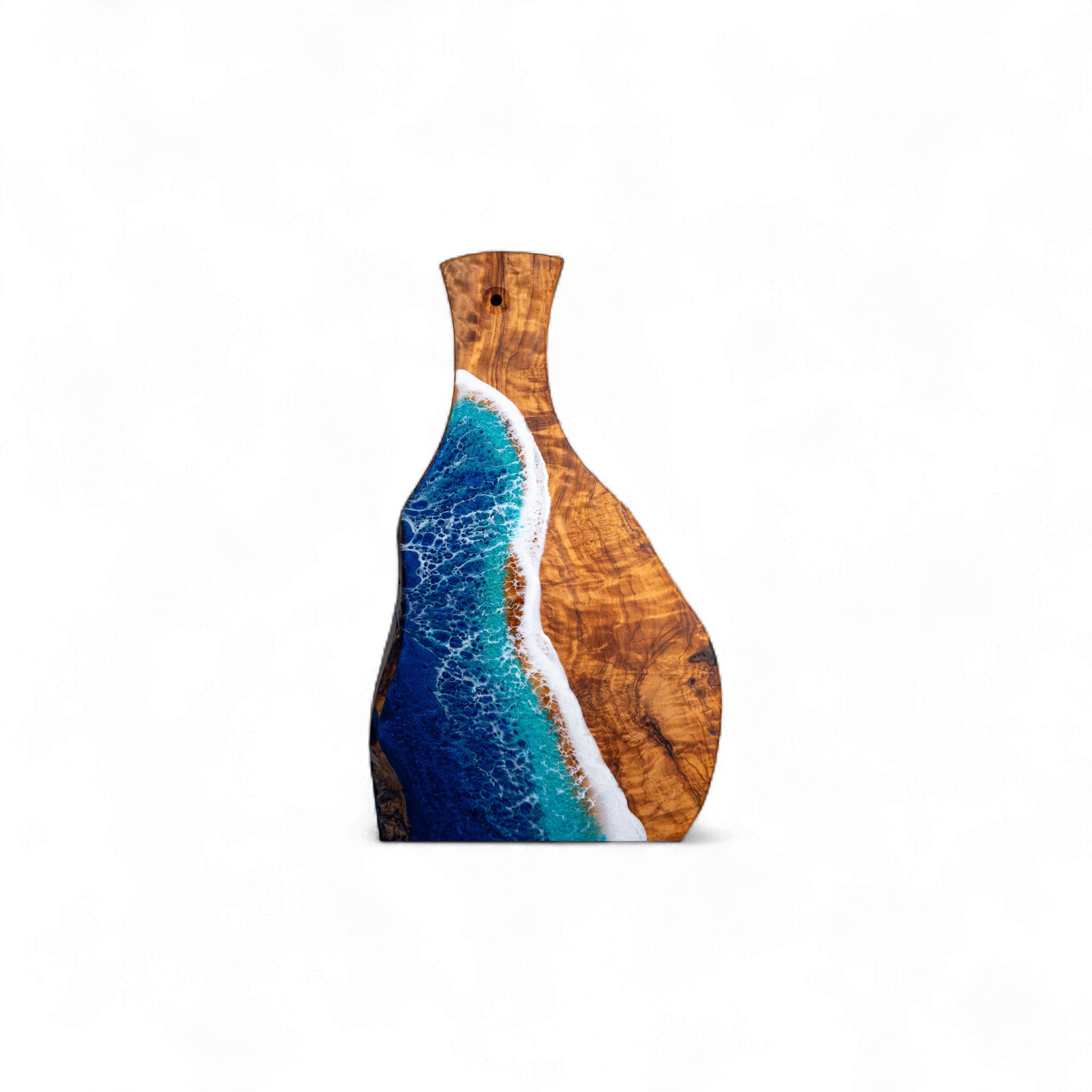 Handcrafted Ocean Wave Olive Wood Charcuterie Board - Serving Platter