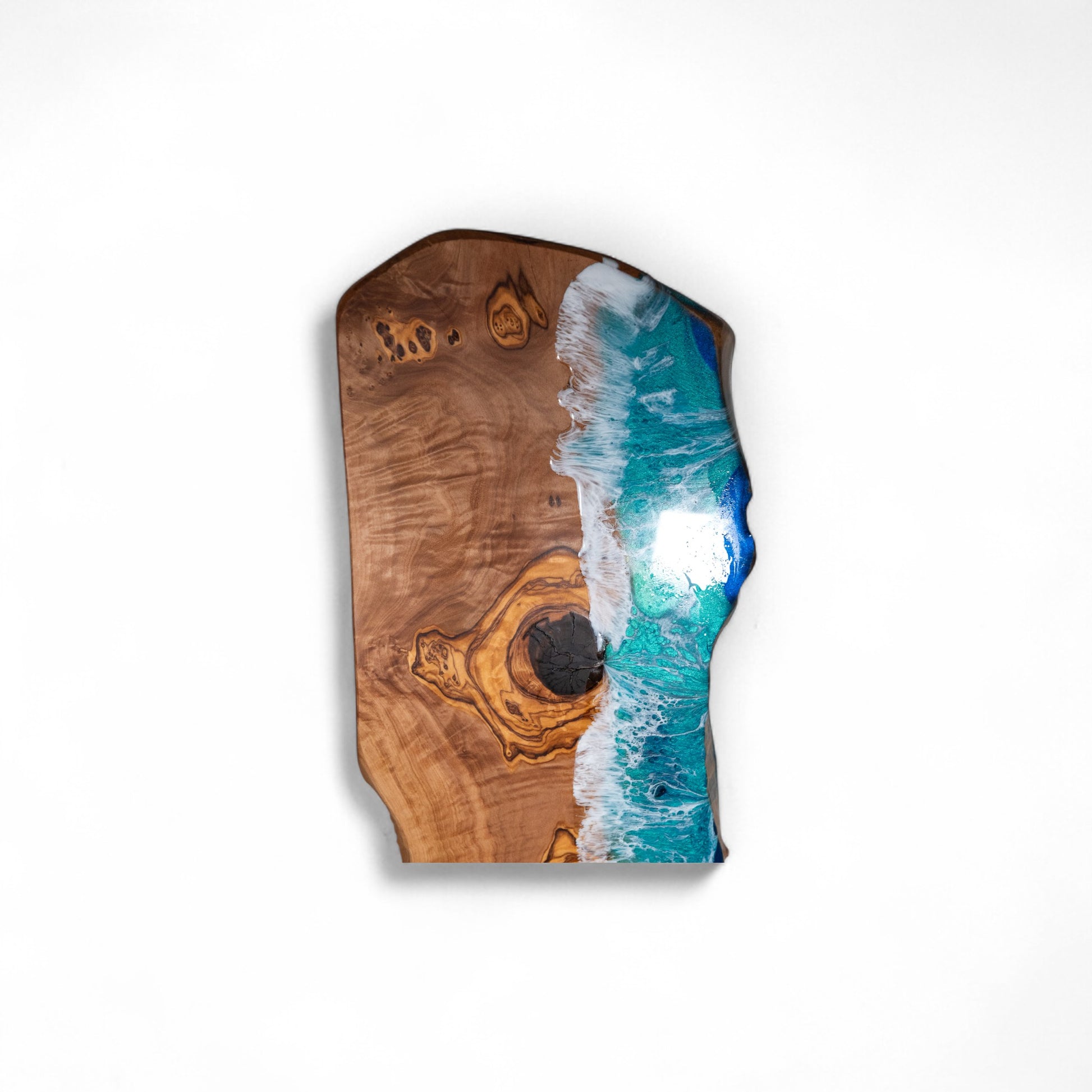 Handcrafted Ocean Wave Olive Wood Charcuterie Board - Serving Platter