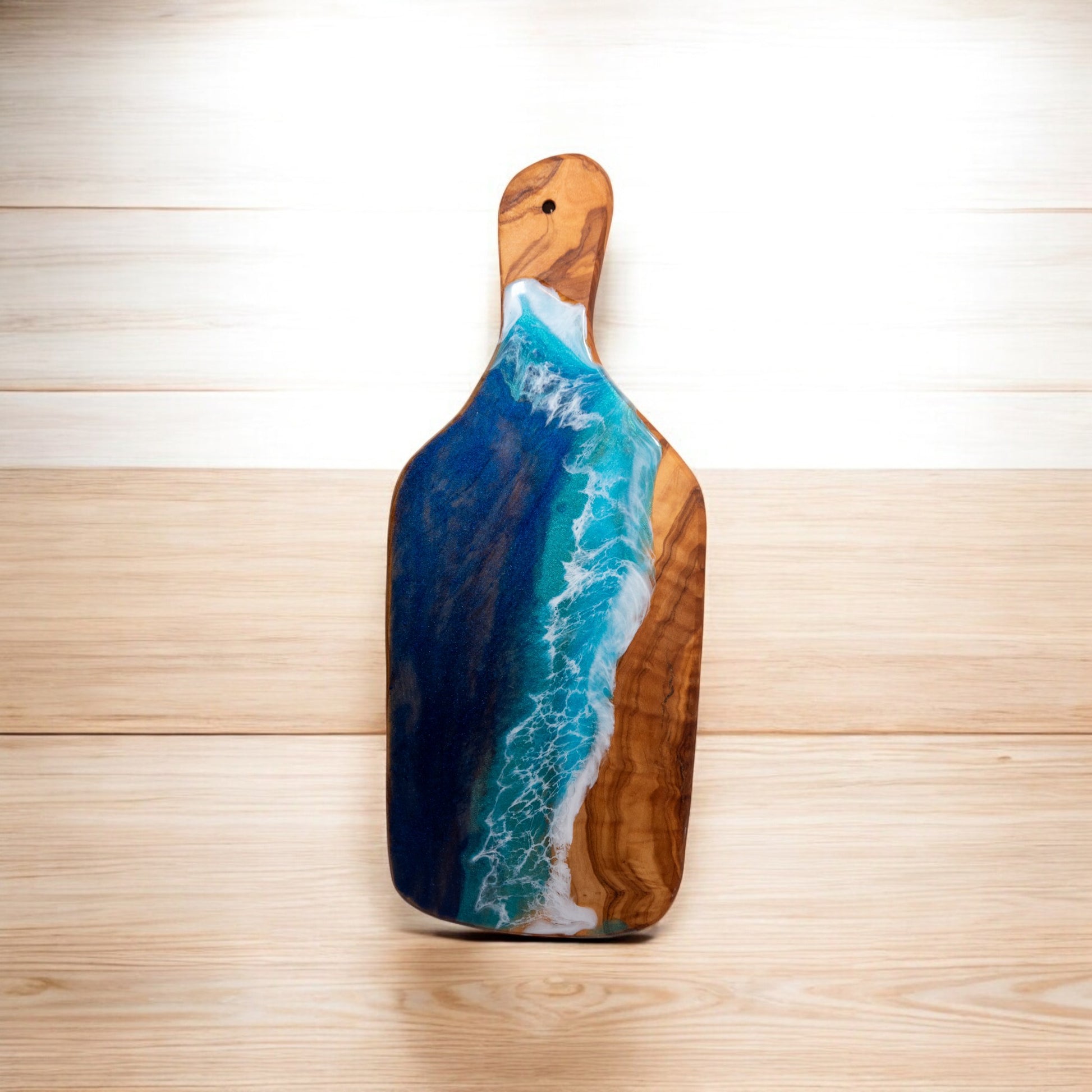 Handcrafted Ocean Wave Olive Wood Charcuterie Board - Serving Platter