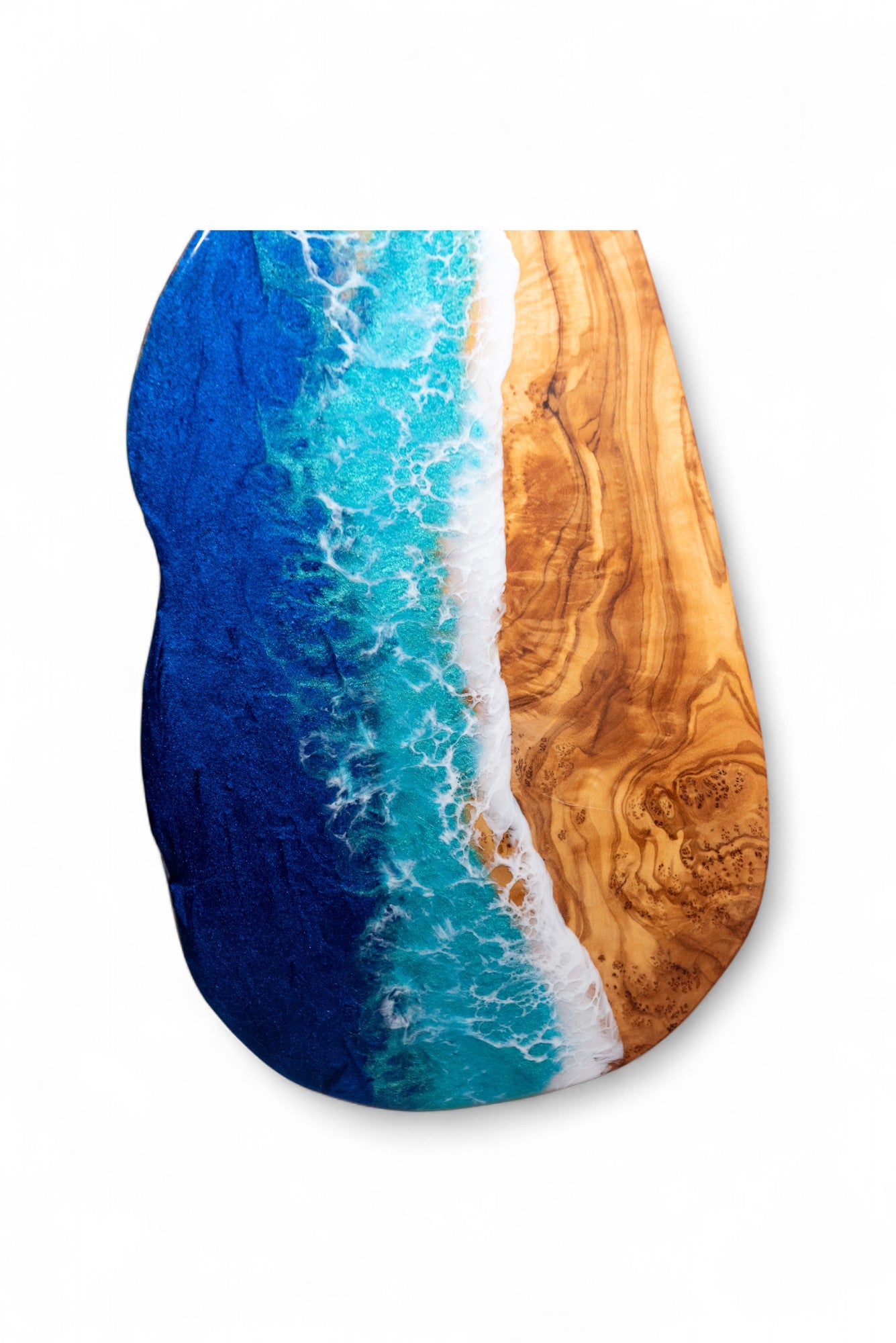 Handcrafted Ocean Wave Olive Wood Charcuterie Board - Serving Platter